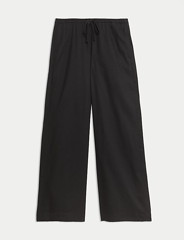 Lyocell Rich Wide Leg Trousers with Wool - IT