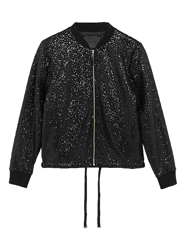 Sequin Relaxed Bomber Jacket