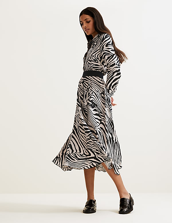 Animal Print Midi A Line Skirt