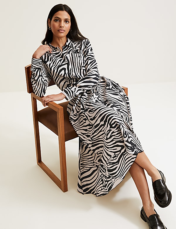 Animal Print Midi A Line Skirt