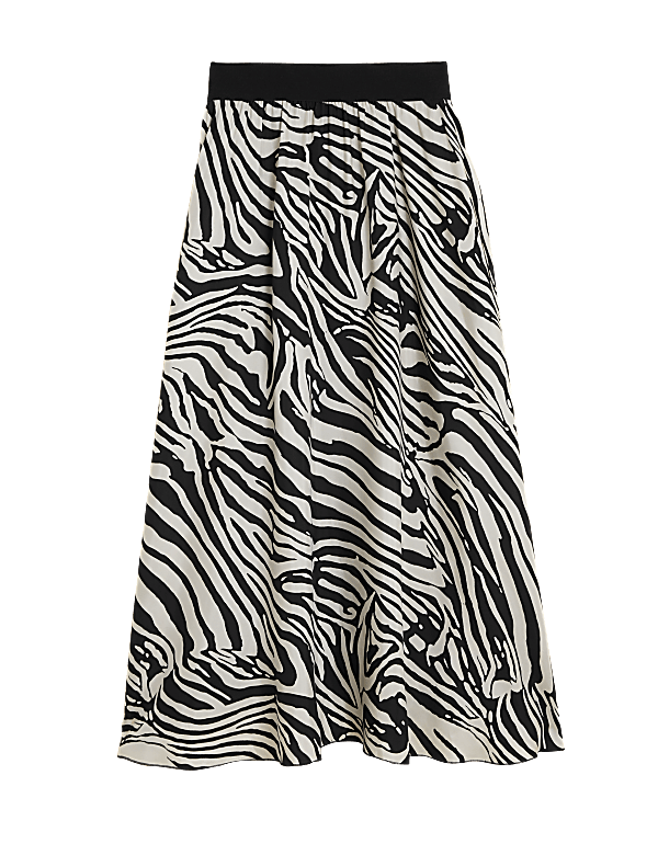 Animal Print Midi A Line Skirt