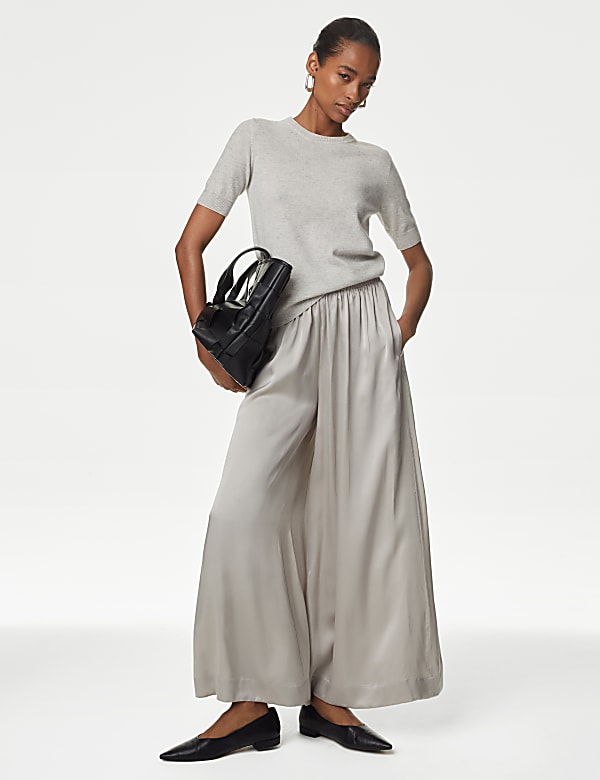 Pure Silk Wide Leg Trousers - LV