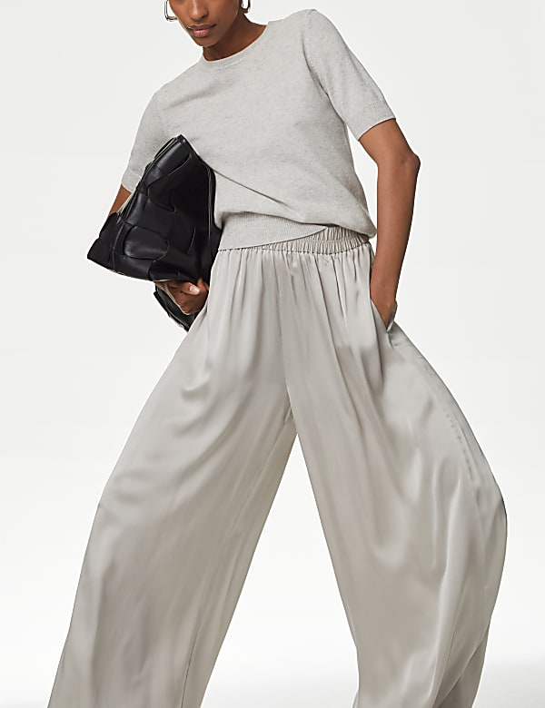 Pure Silk Wide Leg Trousers - CH