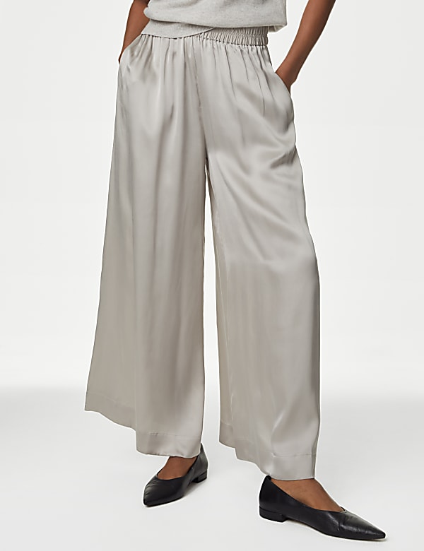 Pure Silk Wide Leg Trousers - CH