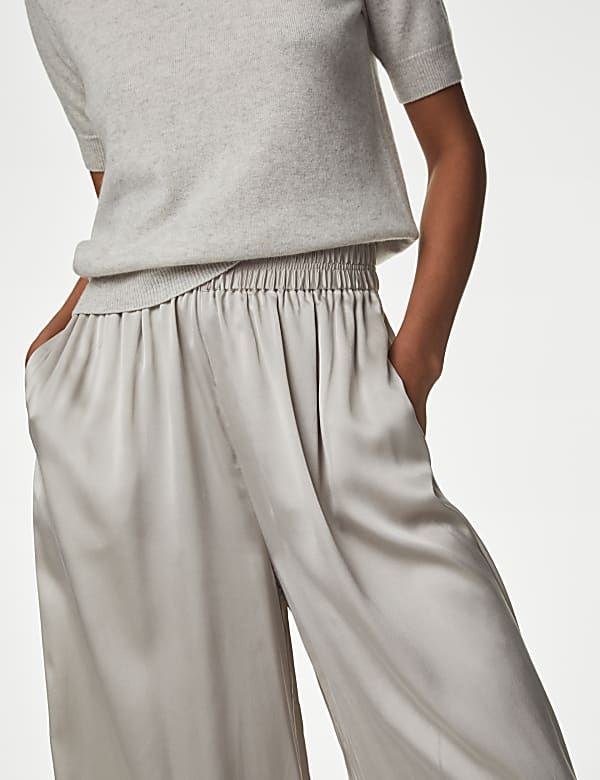 Pure Silk Wide Leg Trousers - CH