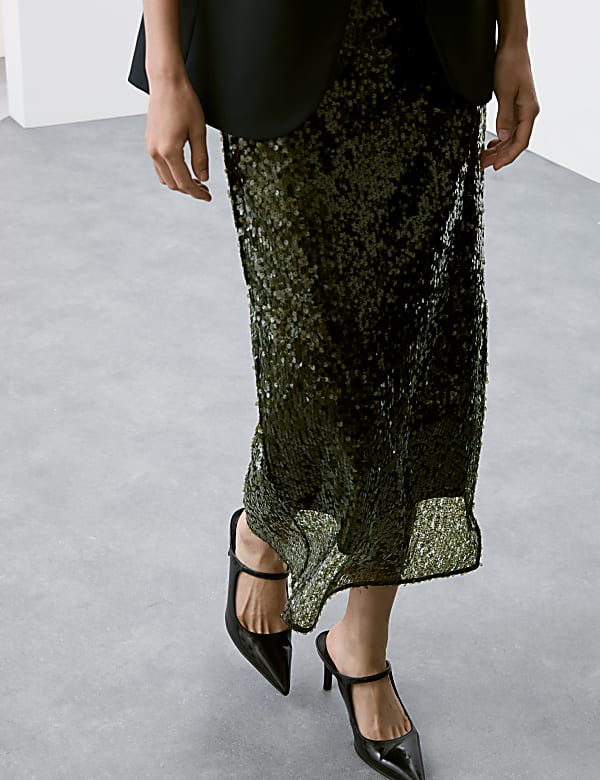 Sequin Midaxi Column Skirt - AT