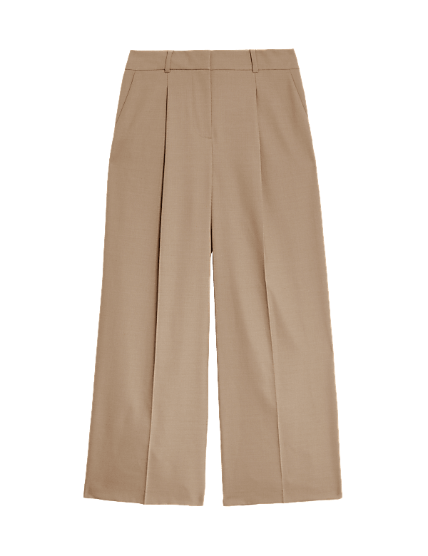 Wool Blend Wide Leg Trousers