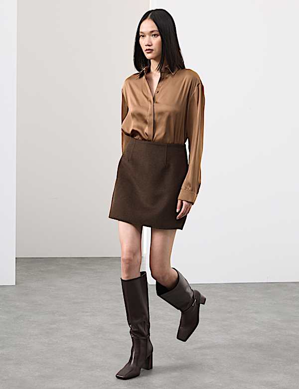 Wool Blend Mini A-Line Skirt - DK