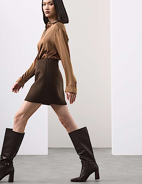 Wool Blend Mini A-Line Skirt - DK