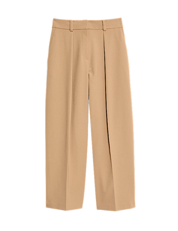 Barrel Leg Trousers with Wool