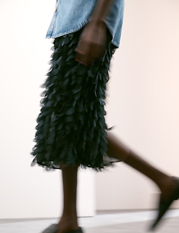 Textured Midi Straight Skirt