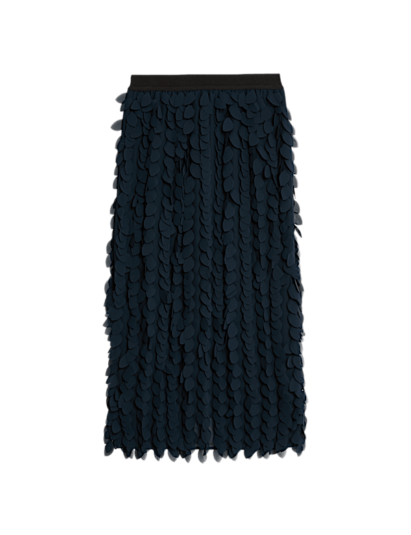 Textured Midi Straight Skirt