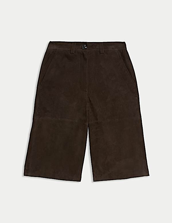 Short taille haute en daim longueur genou - FR