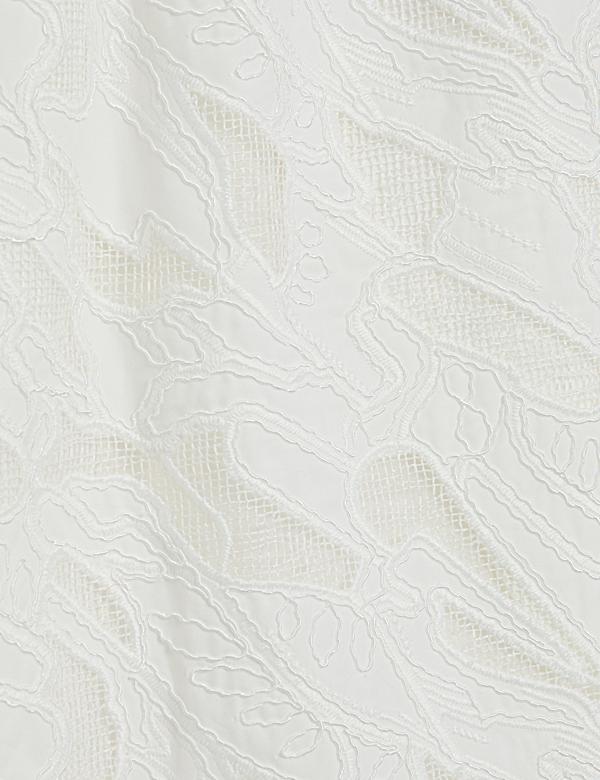 Culottes coupe large 100 % coton &agrave; motif brod&eacute; - CH