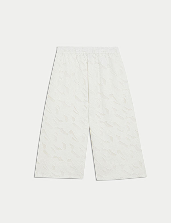Culottes coupe large 100 % coton &agrave; motif brod&eacute; - CH