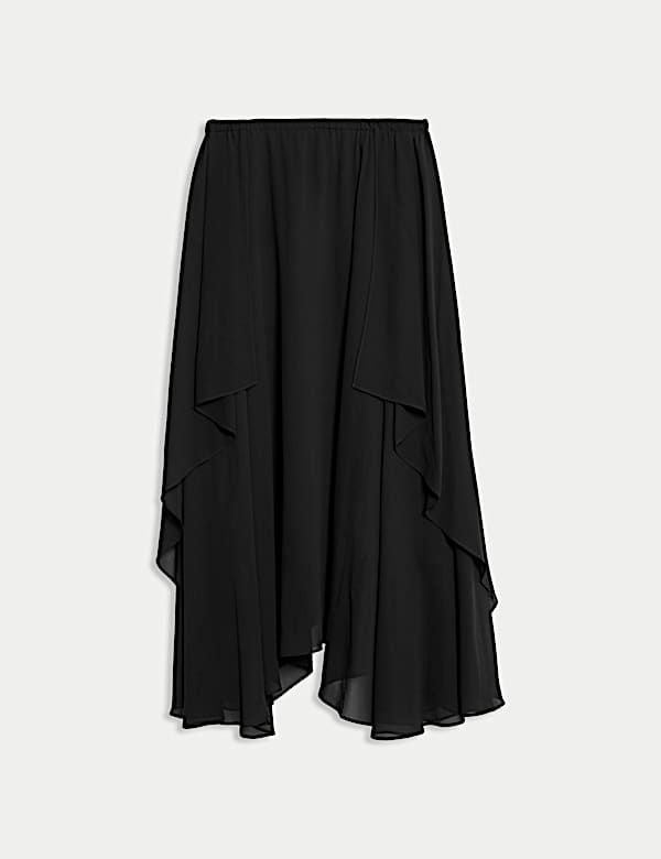 Layered Draped Midi A-Line Skirt - AU