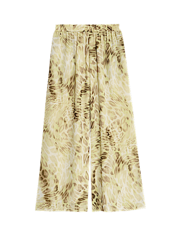 Animal Print Wide Leg Trousers