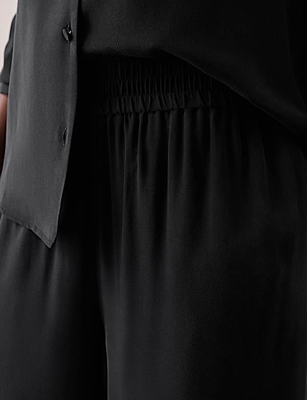 Silk Pull On Wide Leg Trousers - AL
