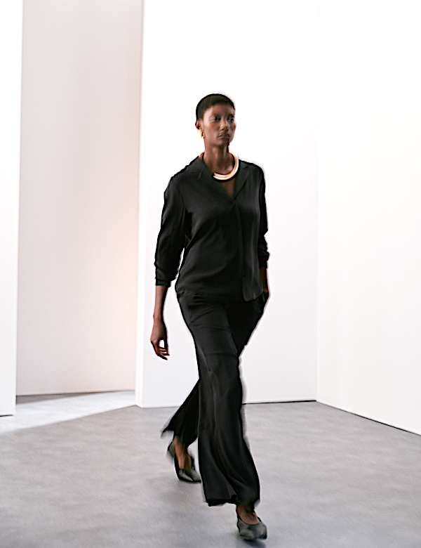 Silk Pull On Wide Leg Trousers - AL