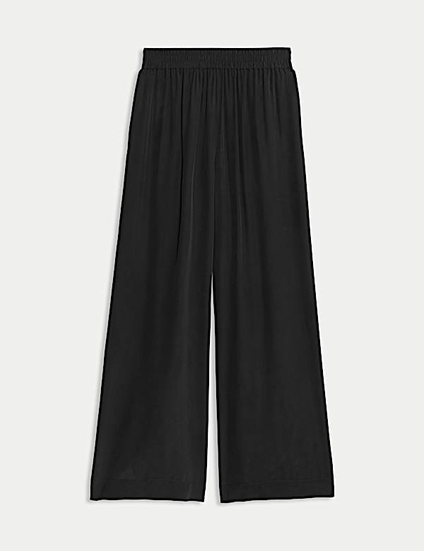 Silk Pull On Wide Leg Trousers - AL