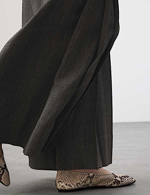 Pure Wool Pleated Wide Leg Trousers - GR
