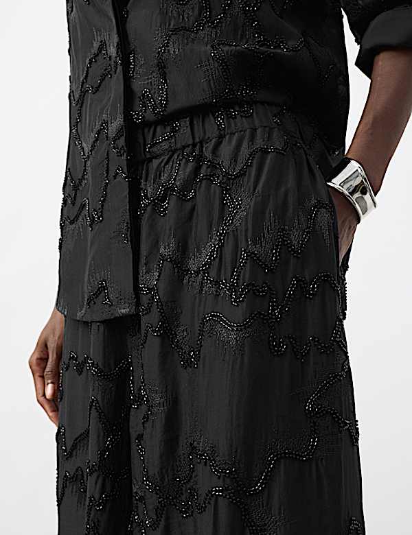 Lyocell Rich Beaded Wide Leg Trousers - IL