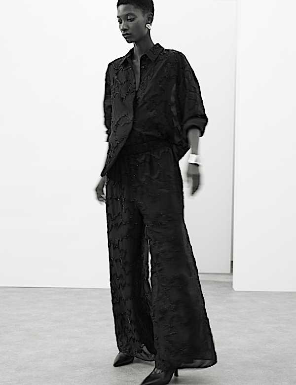 Lyocell Rich Beaded Wide Leg Trousers - IL