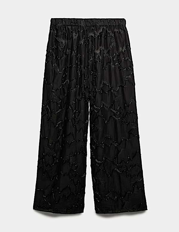 Lyocell Rich Beaded Wide Leg Trousers - IL
