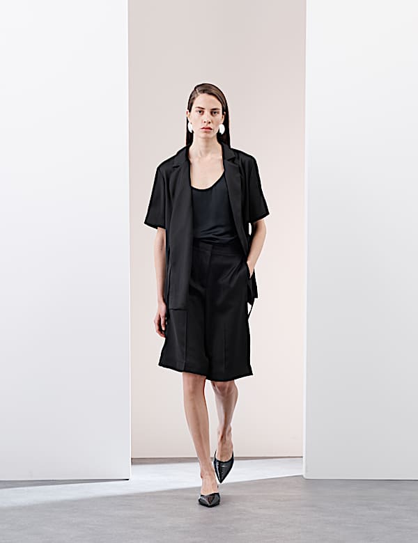 Twill High Waisted Bermuda Shorts - GR