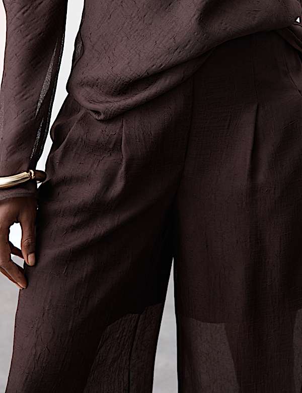 Textured Wide Leg Trousers - NO