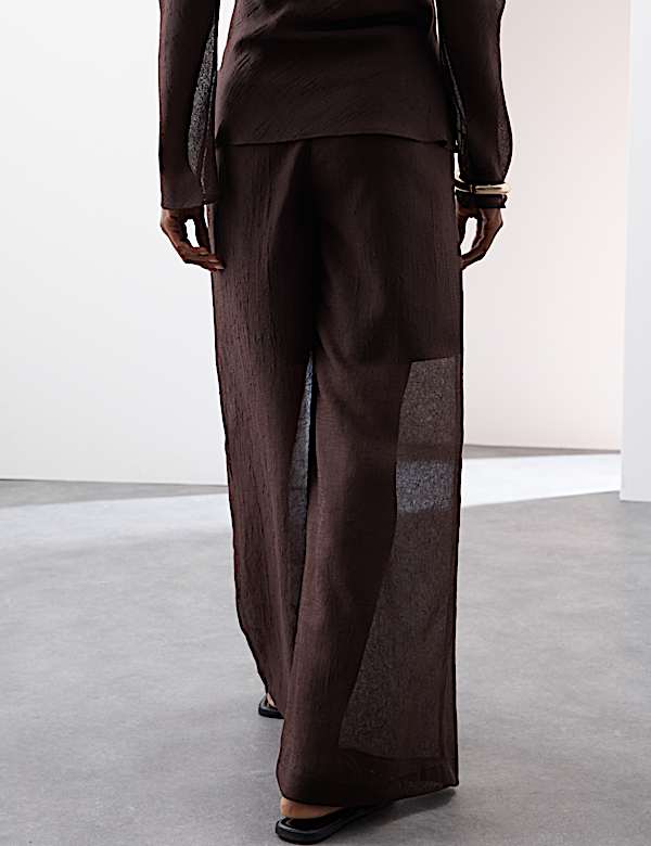 Textured Wide Leg Trousers - NO