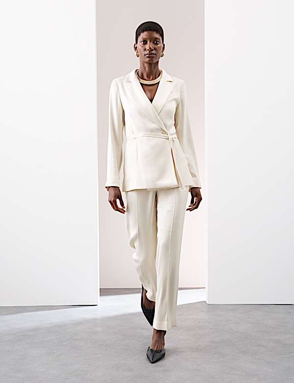 Παντελόνι με Ίσια Πόδια από Τουίλ και Πτυχώσεις Μπροστά - GR