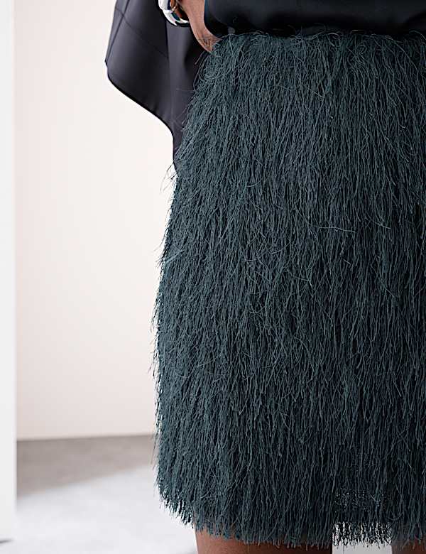 Fringed Mini A-Line Skirt - BN