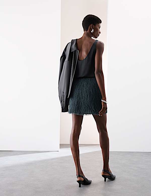 Fringed Mini A-Line Skirt - BN