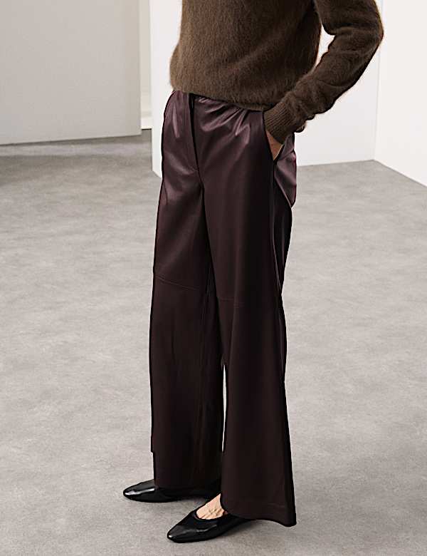 Leather Wide Leg Trousers - KG