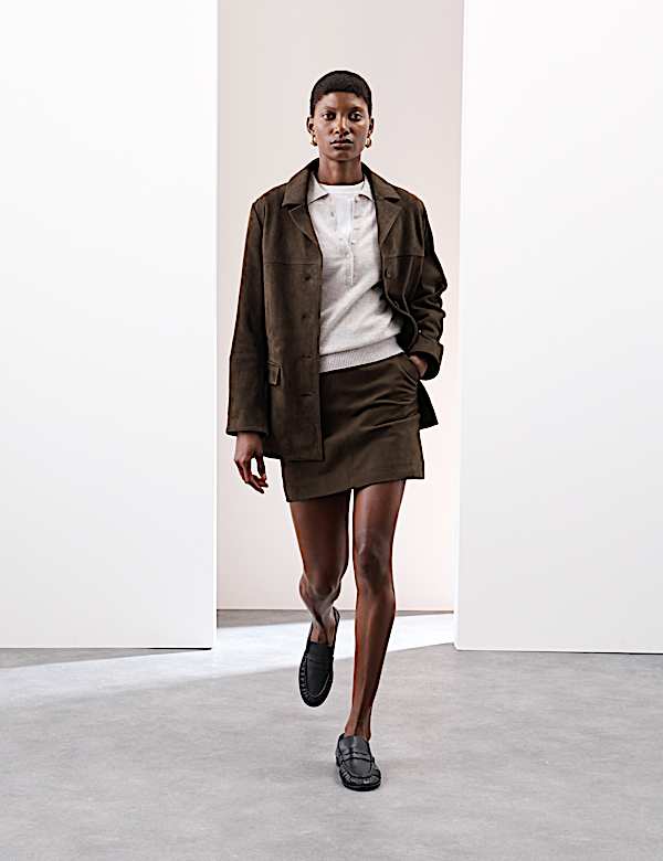 Suede Mini A-Line Skirt - NZ