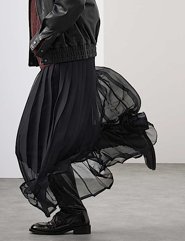 Organza Pleated Maxi Skirt - NZ