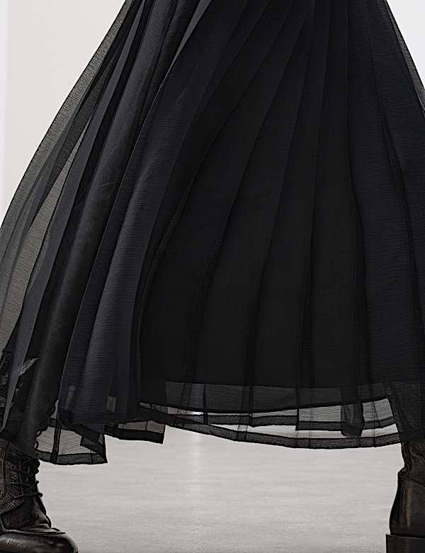Organza Pleated Maxi Skirt - NZ