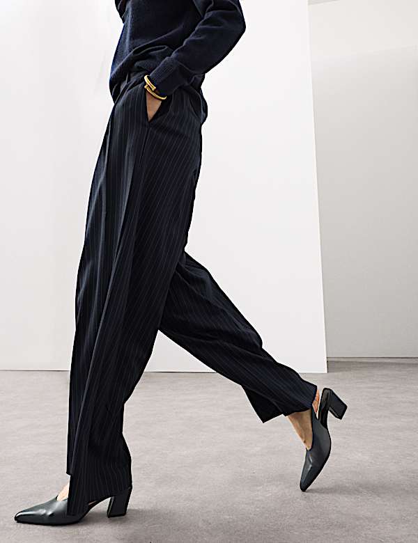 Hose aus Wollmischgewebe mit weitem Bein und Nadelstreifen - AT