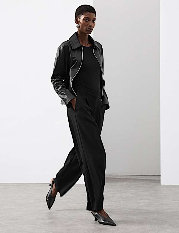 Tailored Barrel Leg Trousers with Wool - HU