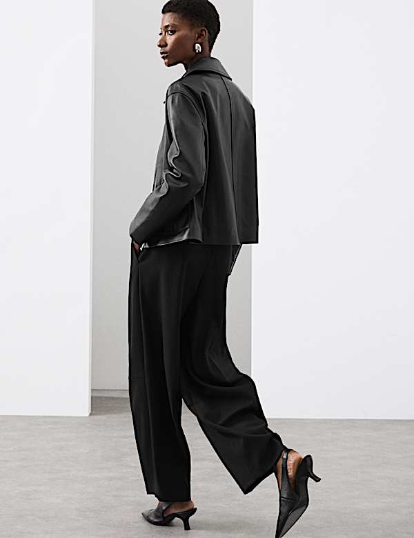 Tailored Barrel Leg Trousers with Wool - CZ