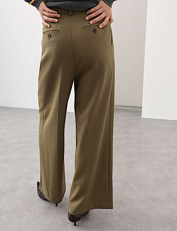 Tailored Wide Leg Trousers with Wool - HU