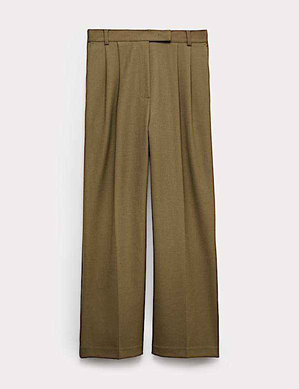 Tailored Wide Leg Trousers with Wool - HU