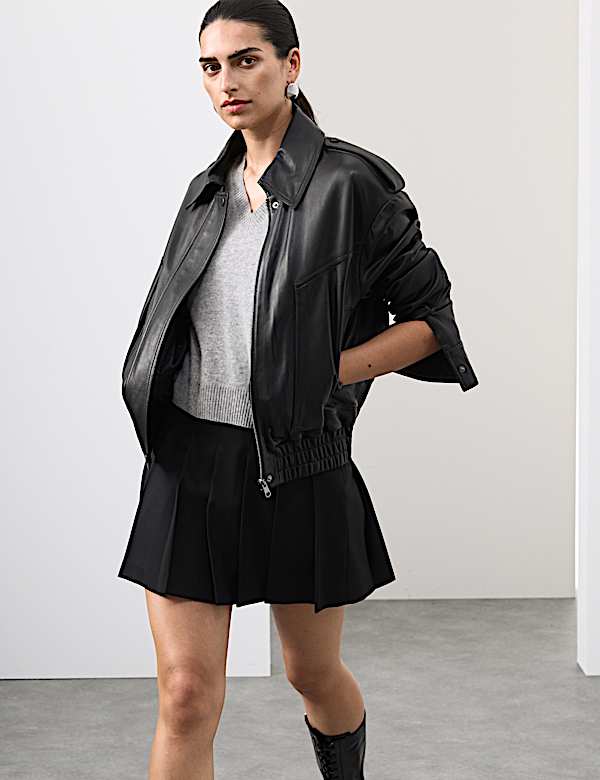 Plissierter Minirock aus Wollmischgewebe - AT