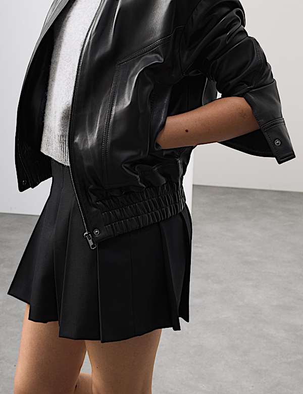 Plissierter Minirock aus Wollmischgewebe - AT