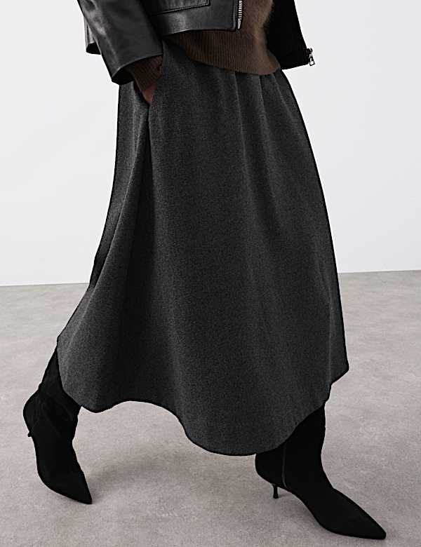 Wool Blend Midi Circle Skirt - DK