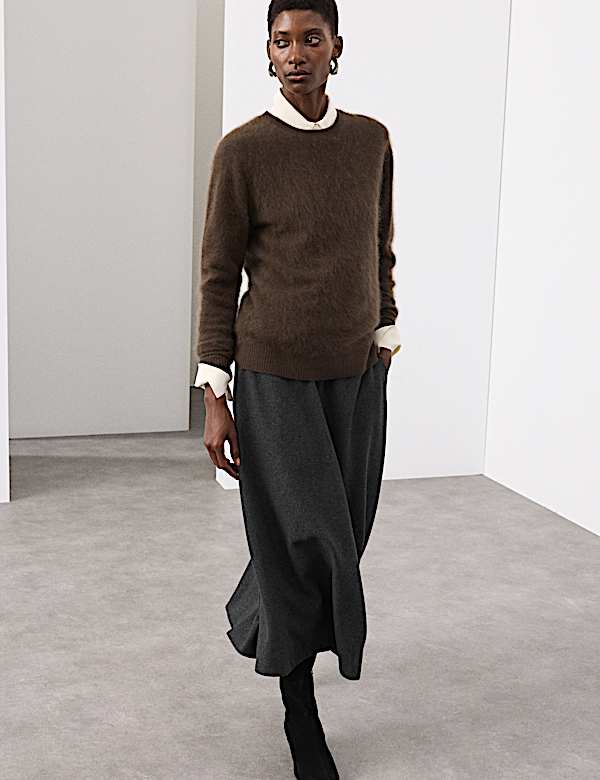 Wool Blend Midi Circle Skirt - DK