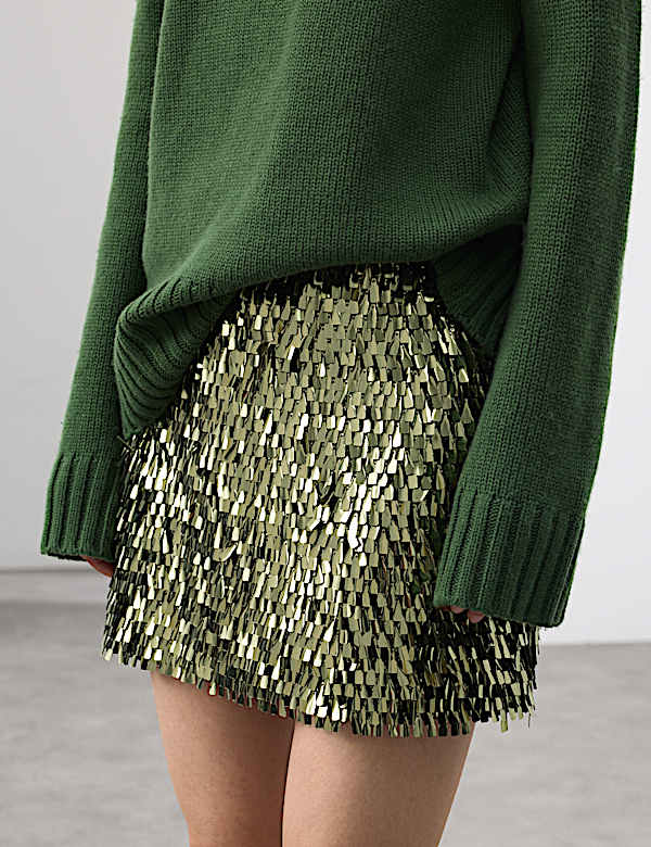 Sequin Mini A-Line Skirt
