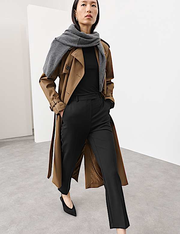 Pantalon coupe cintr&eacute;e longueur cheville en m&eacute;lange de laine - BE