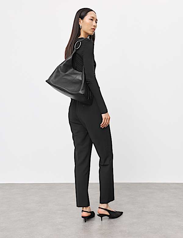 Pantalon coupe cintr&eacute;e longueur cheville en m&eacute;lange de laine - BE